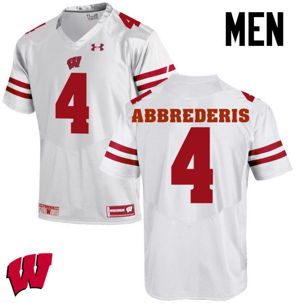 Men Wisconsin Badgers #4 Jared Abbrederis College Football Jerseys-White